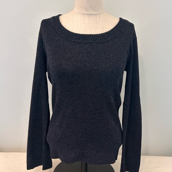 Vintage 70’s Sparkly Black Ribbed Long Sleeve Crewneck size Small - Picture 4 of 9